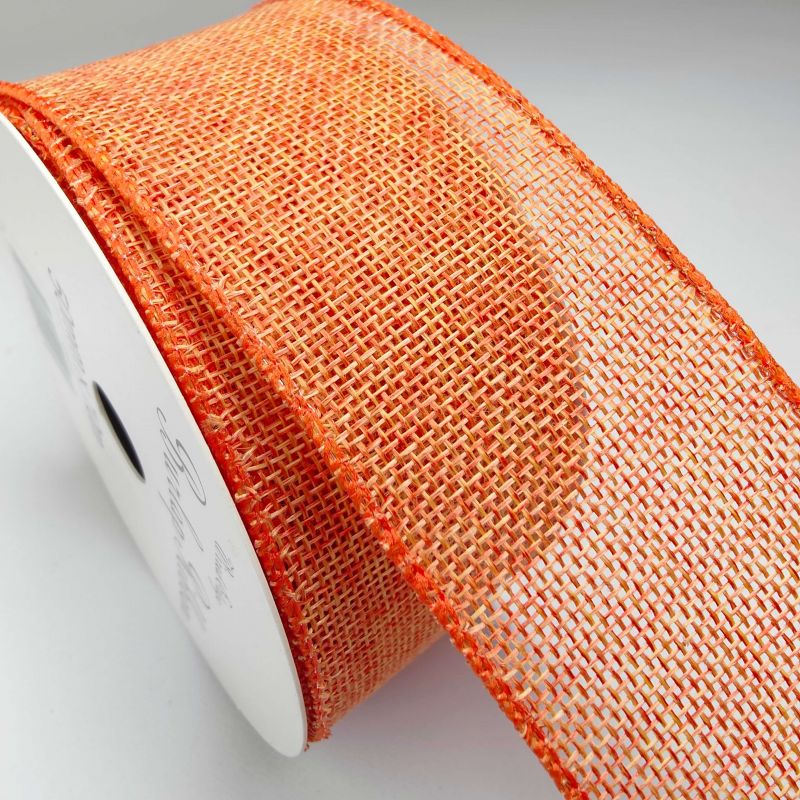 Jute Ribbon Wired Edge - 50mm Burnt Orange **FULL ROLL**