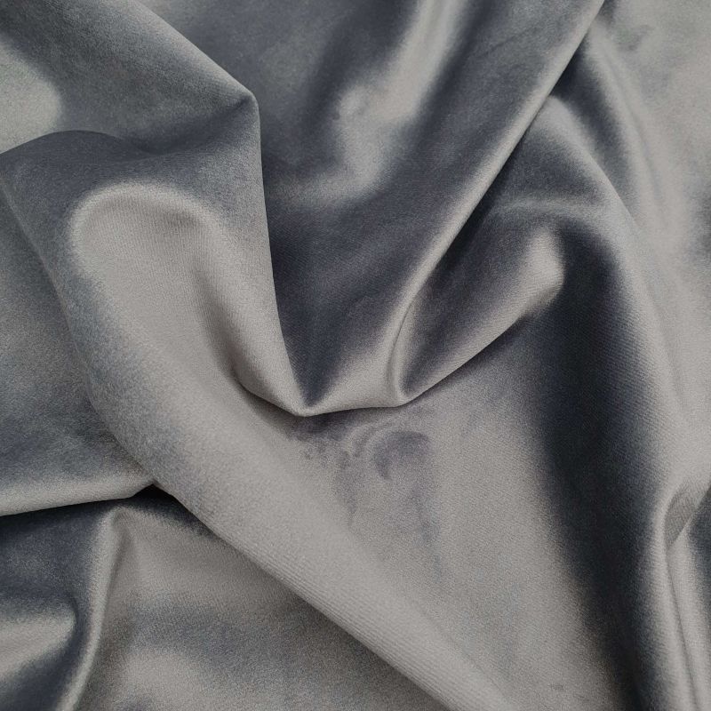 London Curtain Upholstery Fabric Plain Velour - Graphite Grey