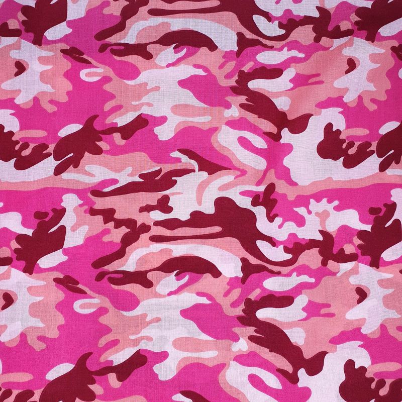 Polycotton Printed Fabric Camouflage Camo - Pink - AR