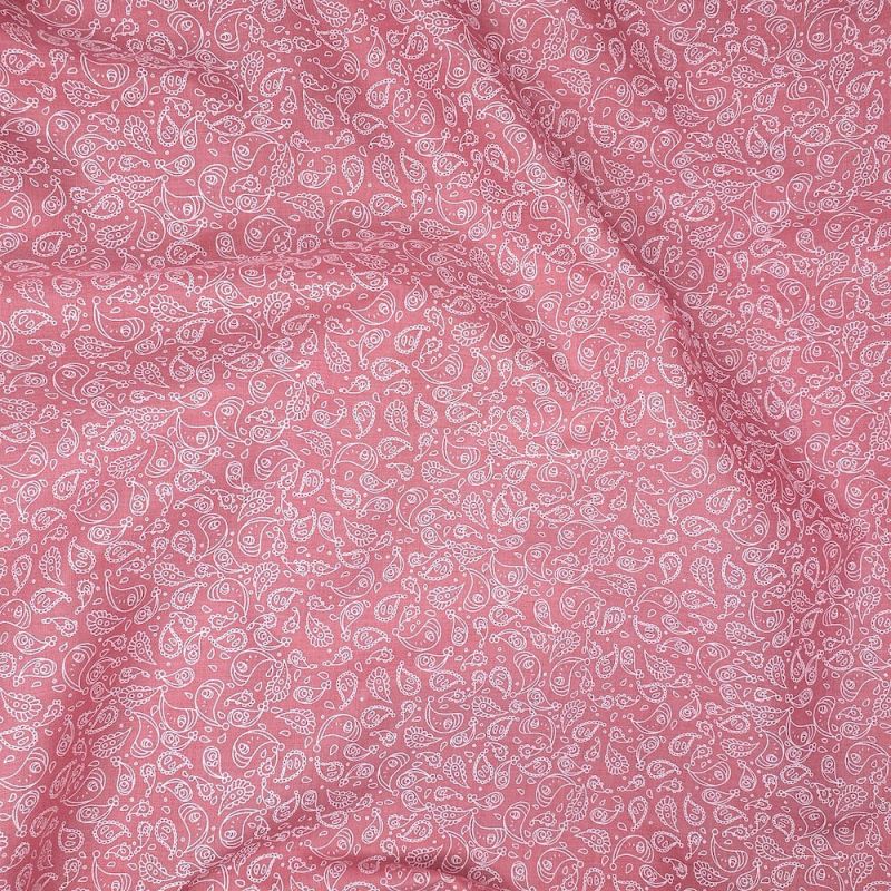 Polycotton Printed Fabric Paisley - Vintage Pink