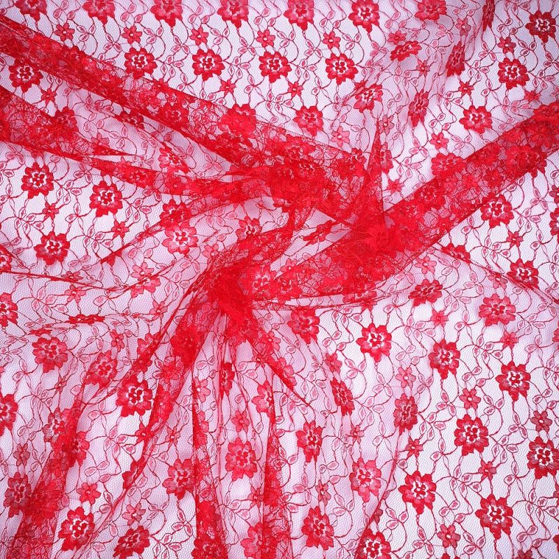Flower Lace Fabric 112cm - Red
