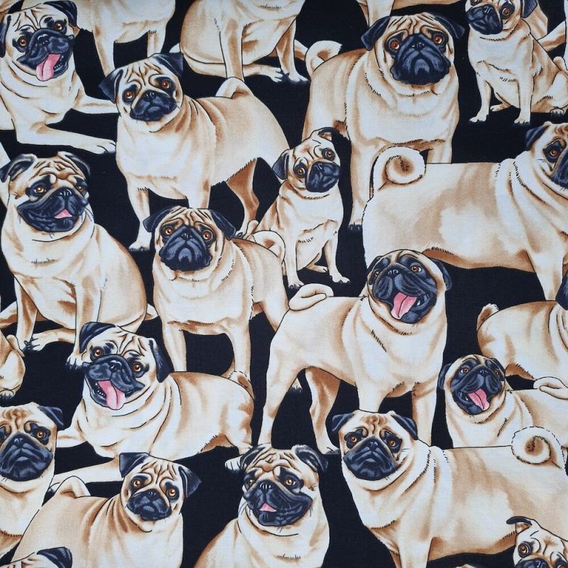 100% Cotton Digital Fabric Timeless Treasures - Pug Dog