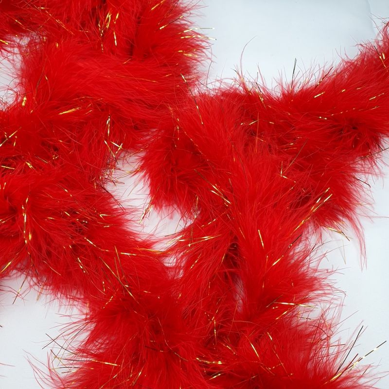 Marabou Feather String (Swansdown) - Red & Gold