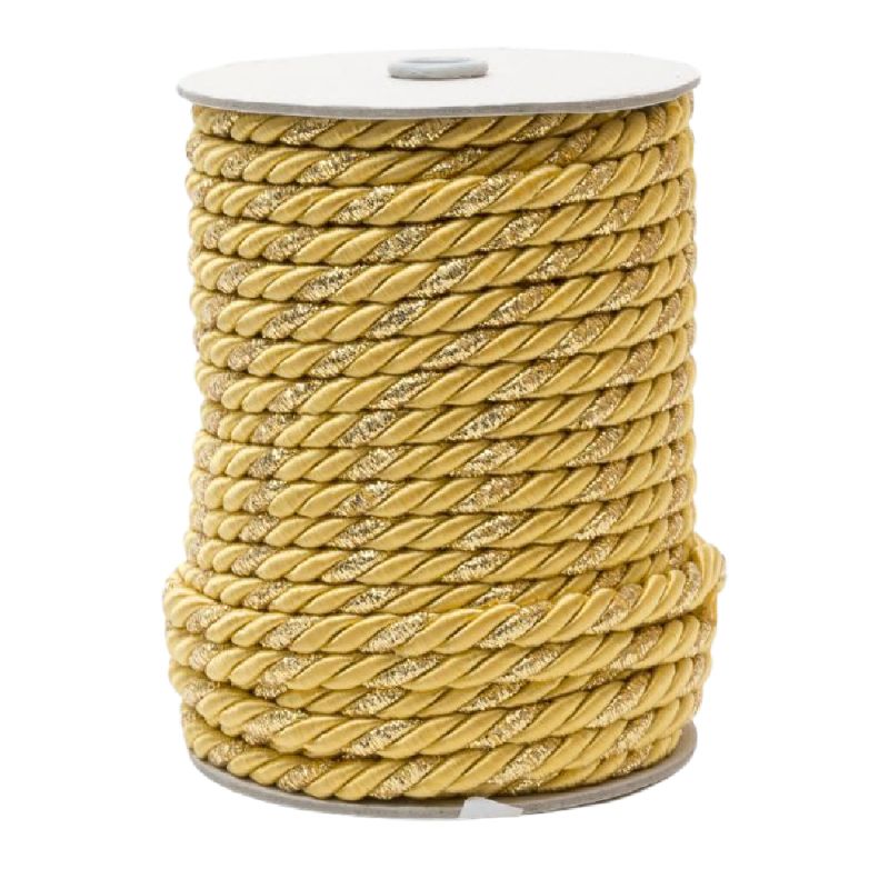 Lurex Metallic Rayon Rope Cord 7mm - Gold & Gold