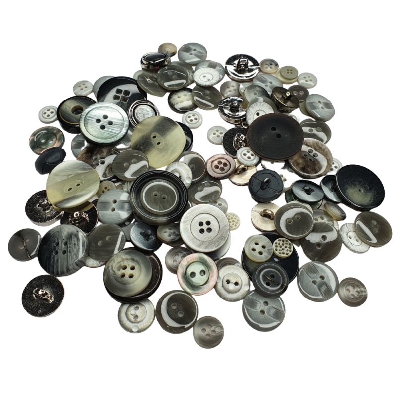 Mixed Button Pack 100g - Grey