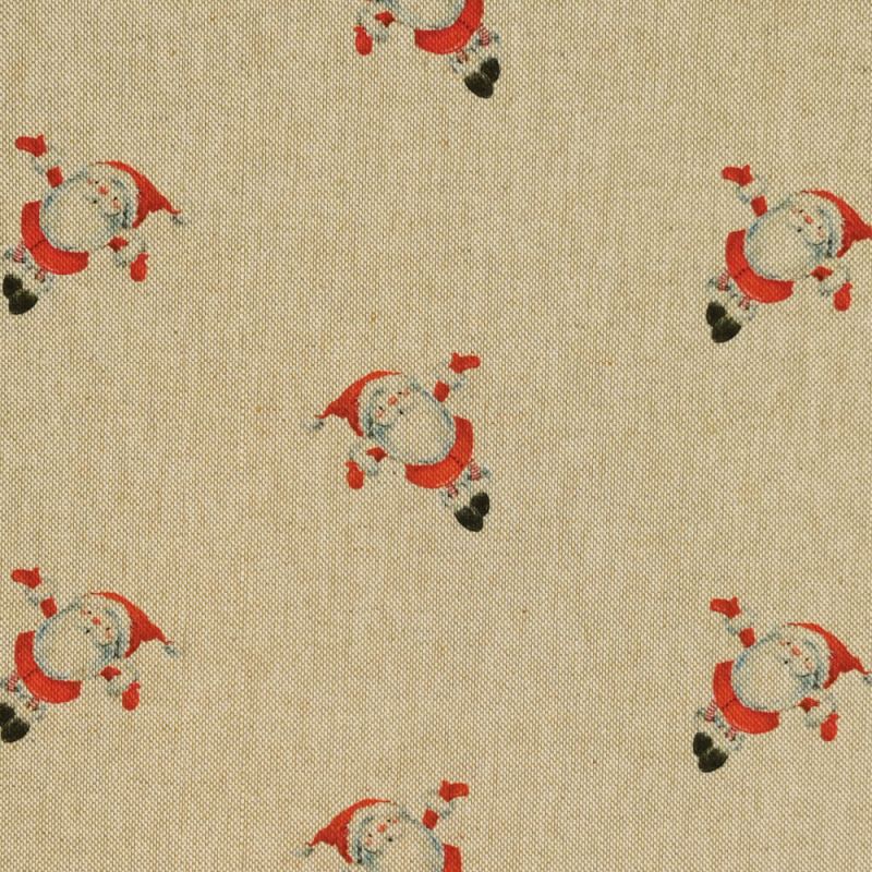Santa - Cotton Rich Linen Look Half Panama Fabric - Christmas ALL OVER