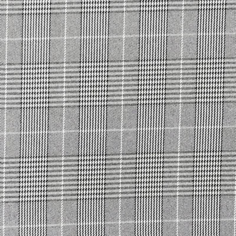 Polyester Spandex Fabric - Black Grey and White Small Checks