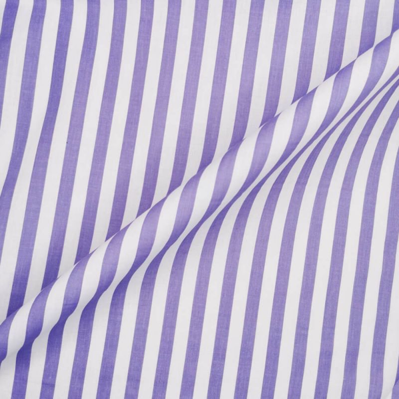 Printed Polycotton Fabric Medium Stripe - Purple with White