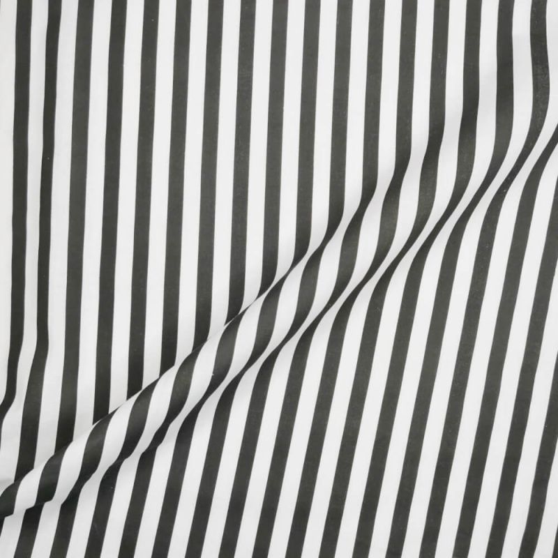 Printed Polycotton Fabric Medium Stripe - Black with White