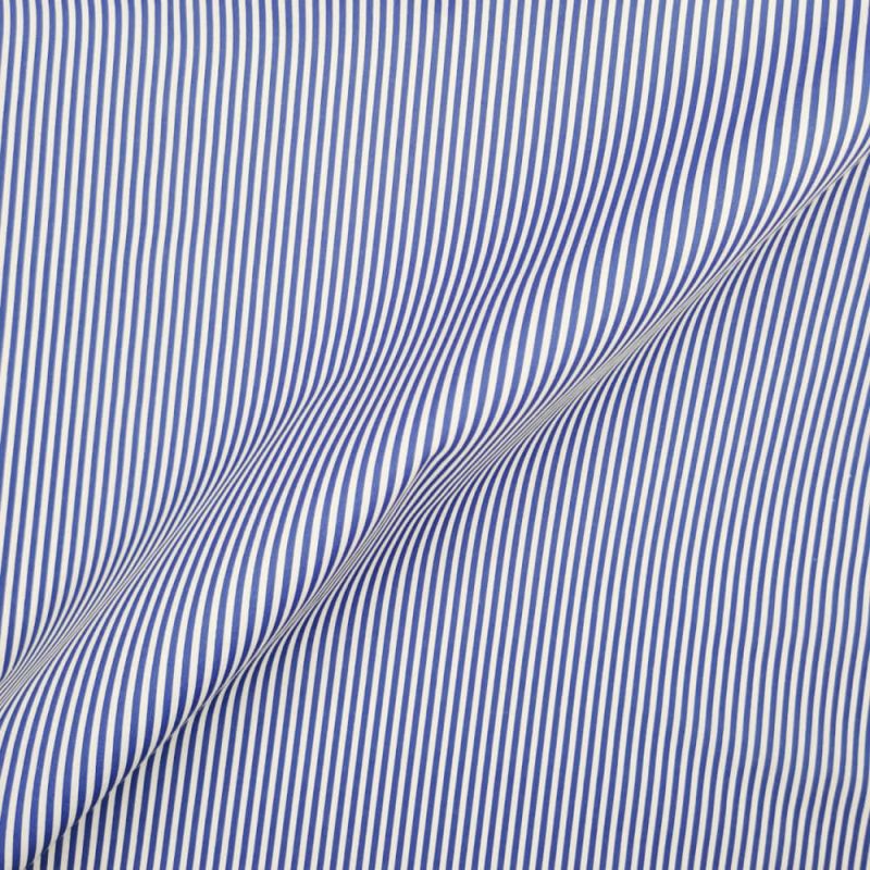 Printed Polycotton Fabric Thin Stripe - Royal Blue with White