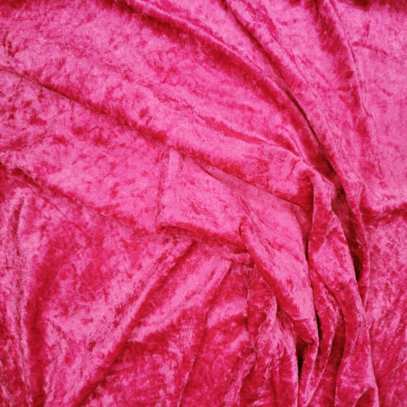 Crushed Velvet Fabric - Cerise Pink Premium Velour 150cm