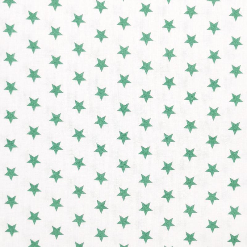 100% Cotton Fabric - Mini Stars Emerald on White