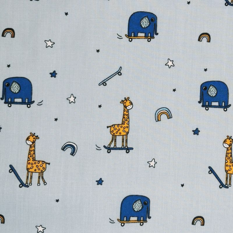 Polycotton Printed Fabric Animals Skoot - Airforce