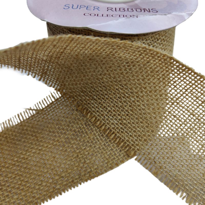 Super Ribbons Cut Edge Natural Hessian - 70mm
