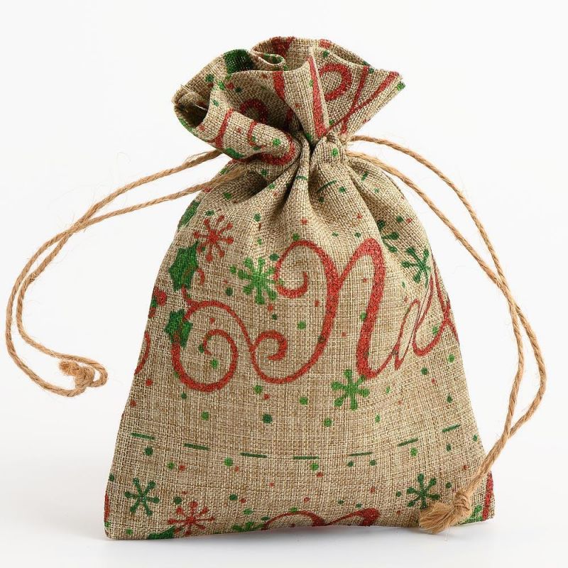 Christmas Noel Hessian Bag Natural