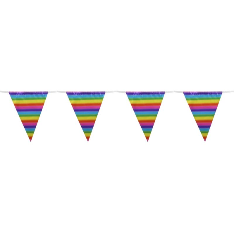 Rainbow Metallic Party Bunting - 11 flags 3.9m