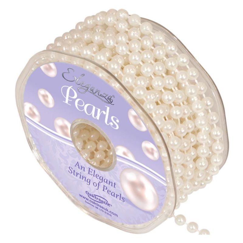 6mm Eleganza Plastic Pearls on a String - Ivory