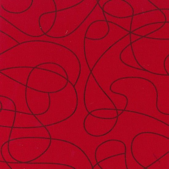 100% Cotton Print Fabric by Nutex - Squiggle WIDE Blender Red 280cm