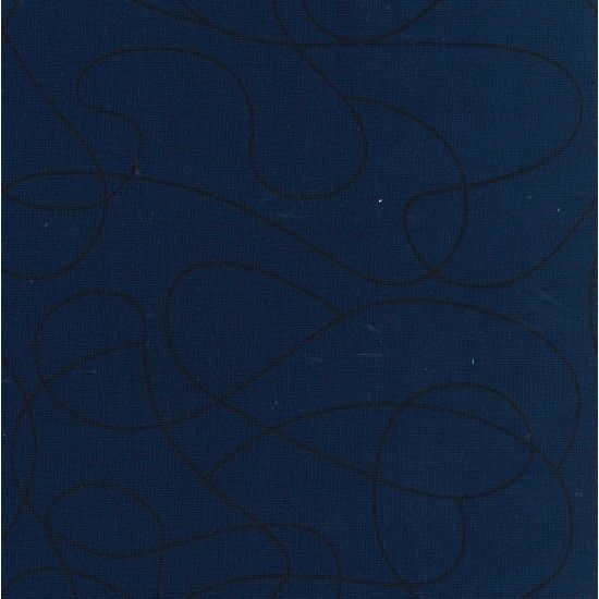 100% Cotton Print Fabric by Nutex - Squiggle WIDE Blender Navy 280cm