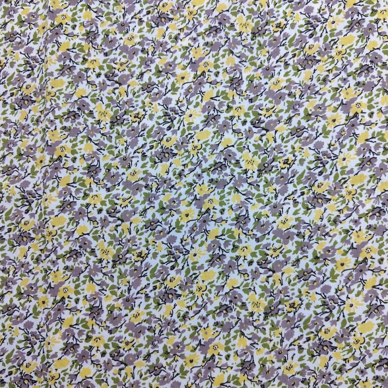 Printed Polycotton Fabric - Small Flowers Calendula & Yellow