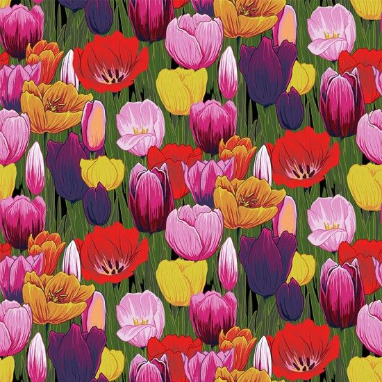 100% Cotton Fabric by Nutex - Flower Market Tulip