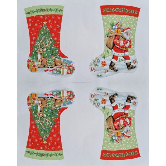 W - Nutex Christmas Santa Socks Panel 90cm