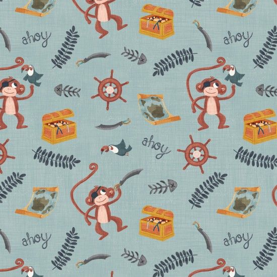 100% Cotton Fabric by Nutex - A Pirates Adventure Pirates Crew