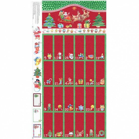 P - Nutex Christmas Advent Calendar Panel - Flying Santa and Reindeer 60cm 