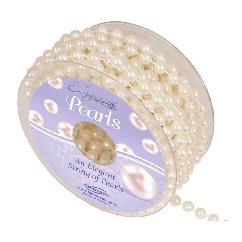 8mm Eleganza Plastic Pearls on a String - Ivory