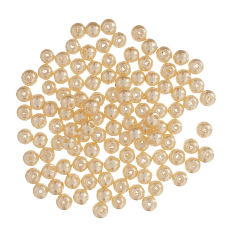 Extra Value Beads - Glass Pearls 6mm - Cream