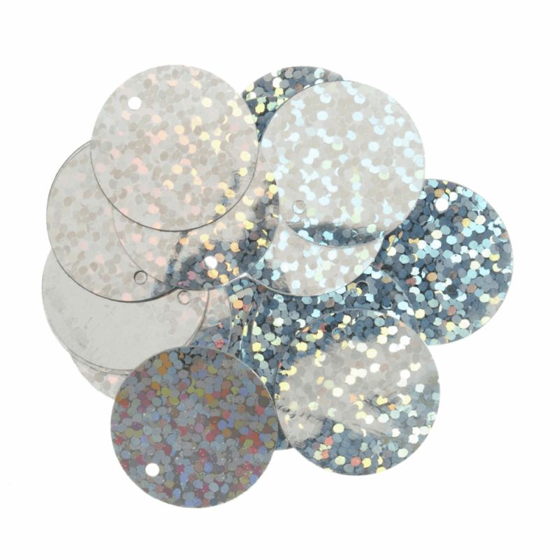 Extra Value Sequins - Flat Holographic 19mm - Silver