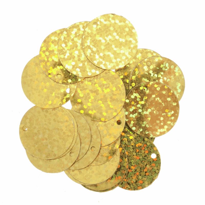 Extra Value Sequins - Flat Holographic 19mm - Gold