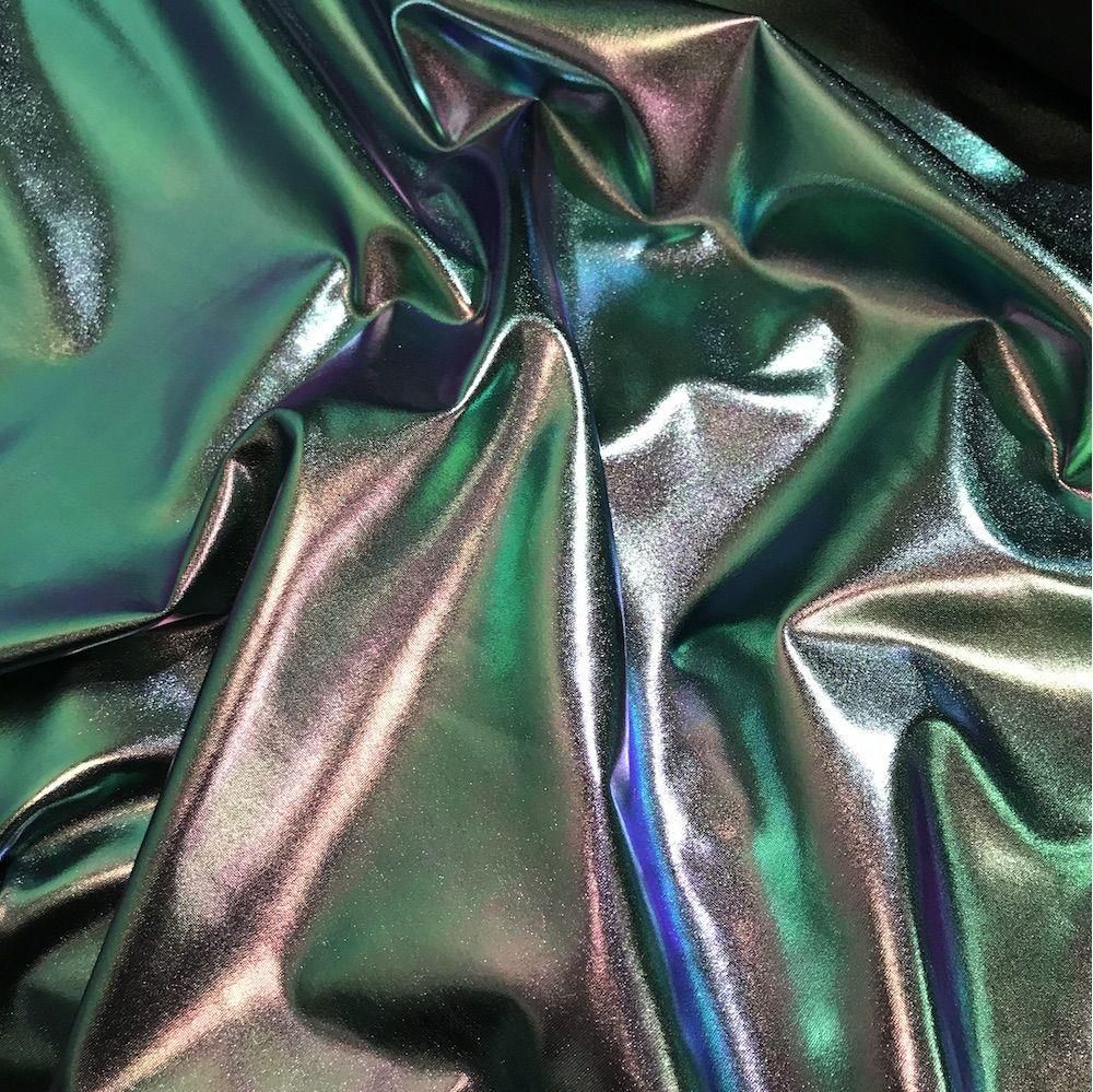 Mermaid Cerise / Green Poly Spandex Holographic 4 Way Stretch Lycra Fabric