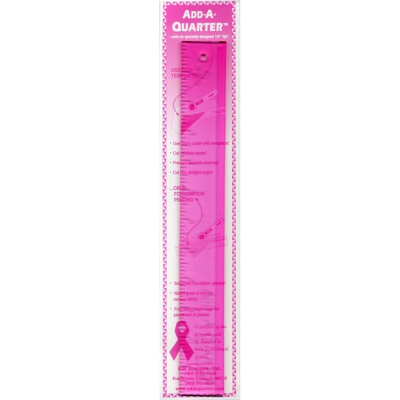 Add-A-Quarter Ruler Pink 1.5 inch x 12 inch