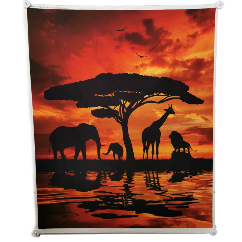 100% Cotton Print Fabric African Safari - Sunset Silhouette Panel