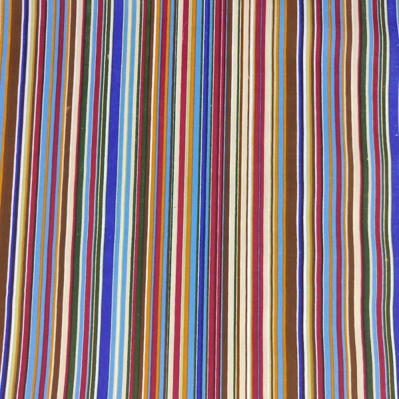 Printed Polycotton Fabric Multi Stripe - Brown