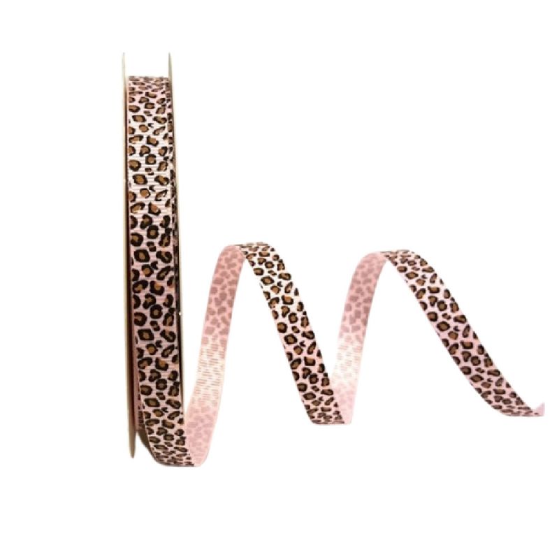 Berties Bows Grosgrain Ribbon 9mm - Pink Leopard 