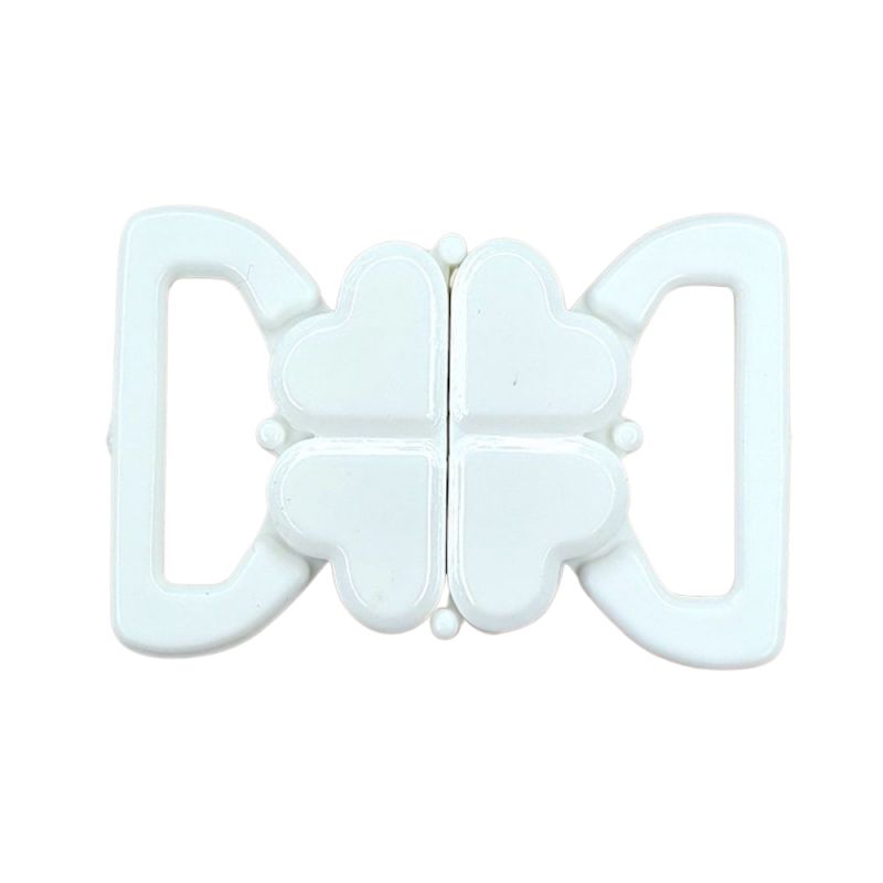 Bikini Bra Clasps Strap Clips Flower Shape Hook Snap Fasteners - 10mm White