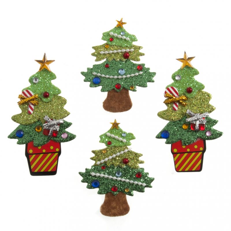 Trimits Craft Embellishment Glitter Christmas Trees x 4