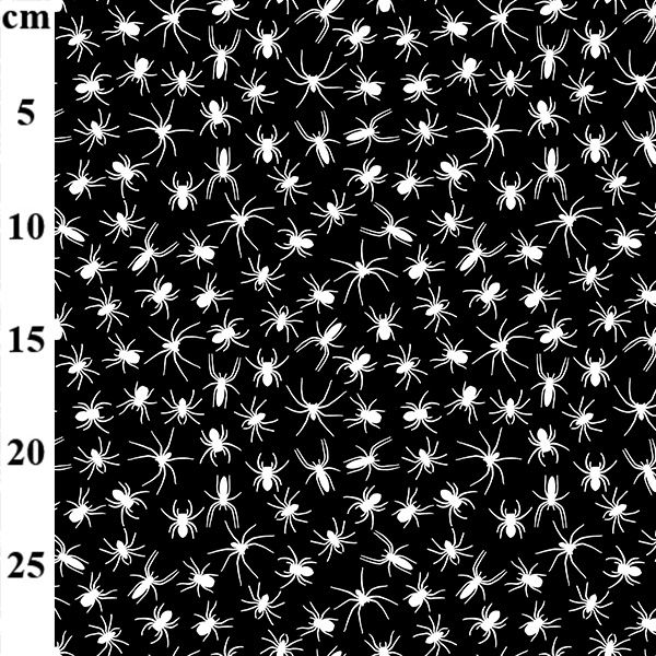 Printed Polycotton Fabric - Black with White Spiders
