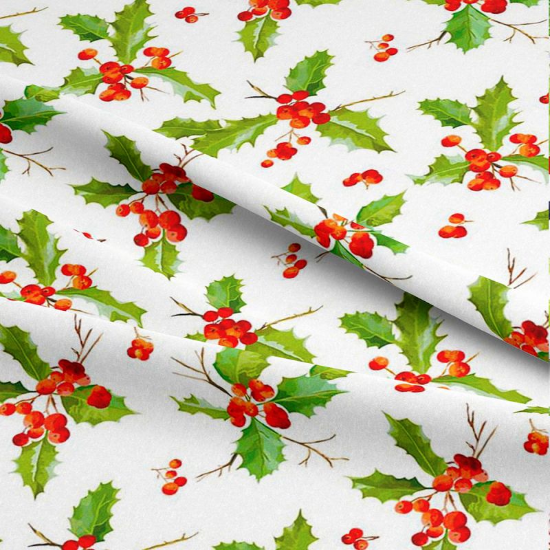 100% Cotton Fabric Digital Print by Crafty Cotton - Christmas Jolly Holly