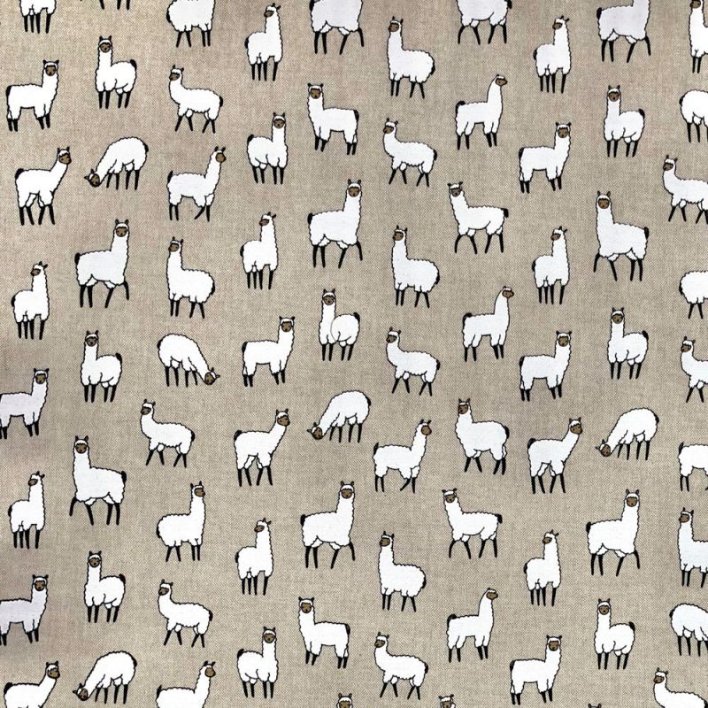 Cotton Rich Linen Look Craft Fabric Printed Panama - Linen Alpacas