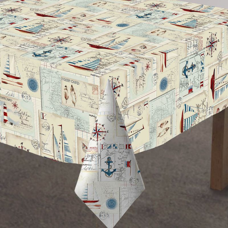 Teflon Coated Table Cover Protector - Nautical Postcards