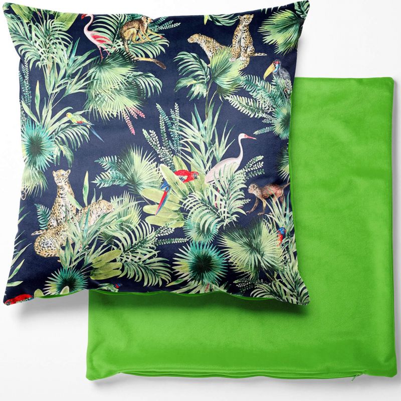 Digital Print Crafty Velvet Cushion Cover - Amazon Navy