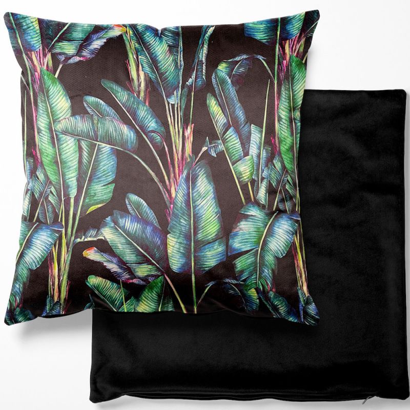 Digital Print Crafty Velvet Cushion Cover - Paradise Black 
