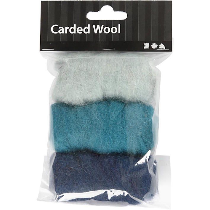 Carded Wool Blue Harmony 3 x 10g
