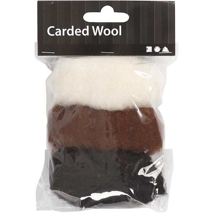 Needel Felting Carded Wool Brown Harmony 3 x 10g