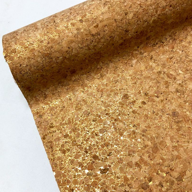 Cork PU Vinyl Fabric - Gold Sparkle