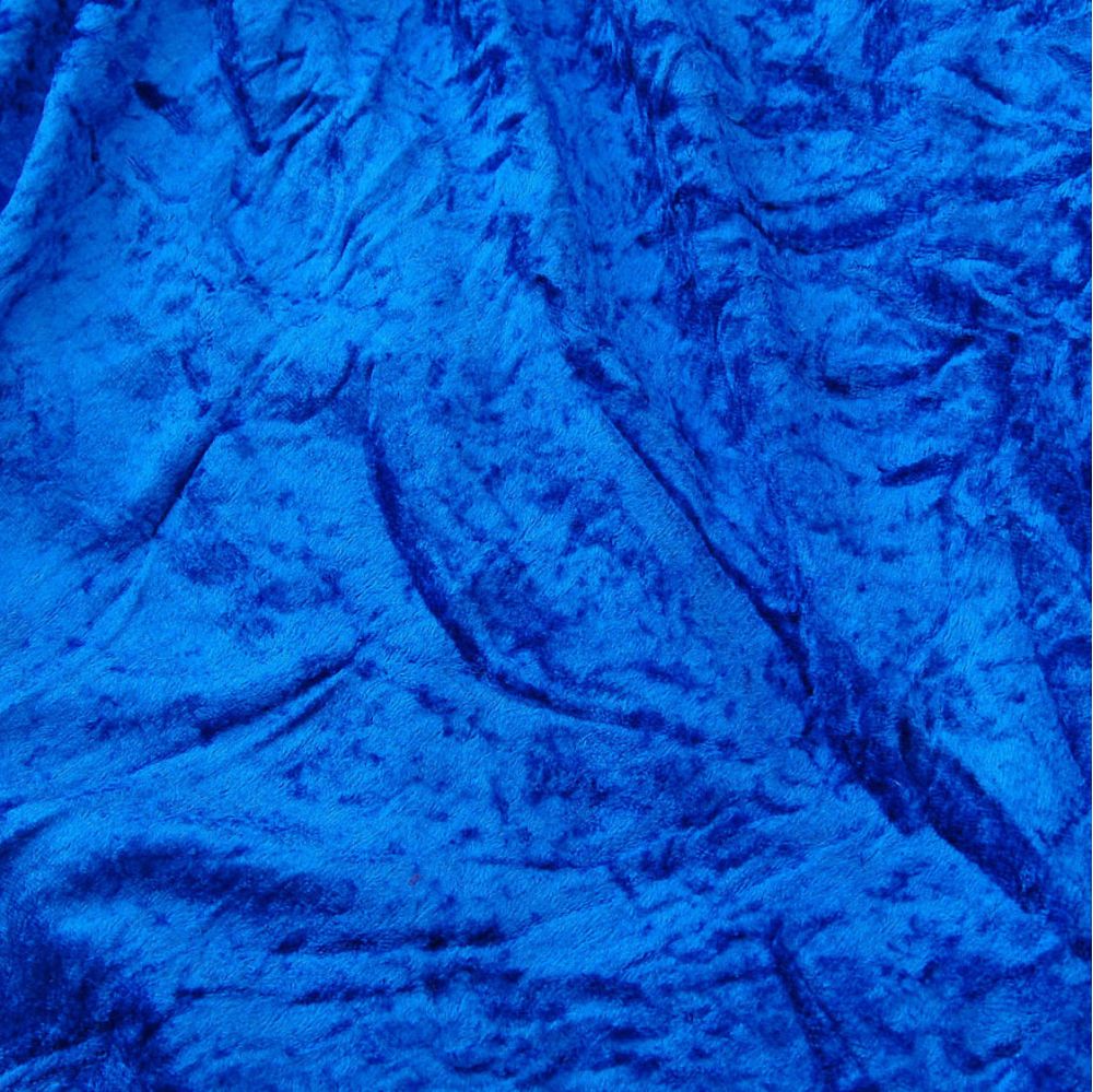 Royal Blue Crushed Velvet Velour Stretch Fabric Material, 55% OFF