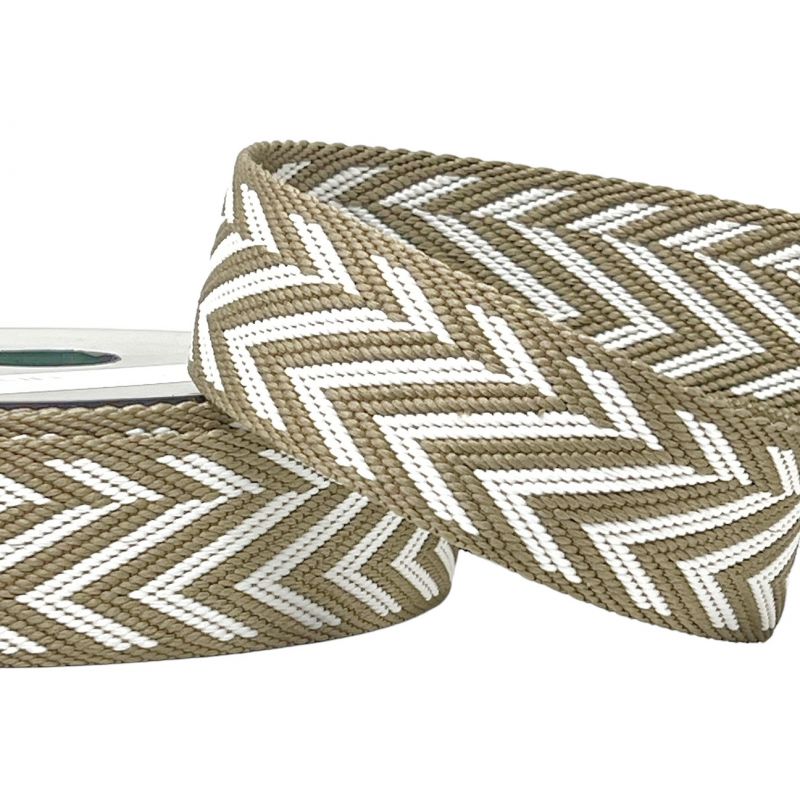 Lines and Arrows Webbing - Taupe / White 38mm